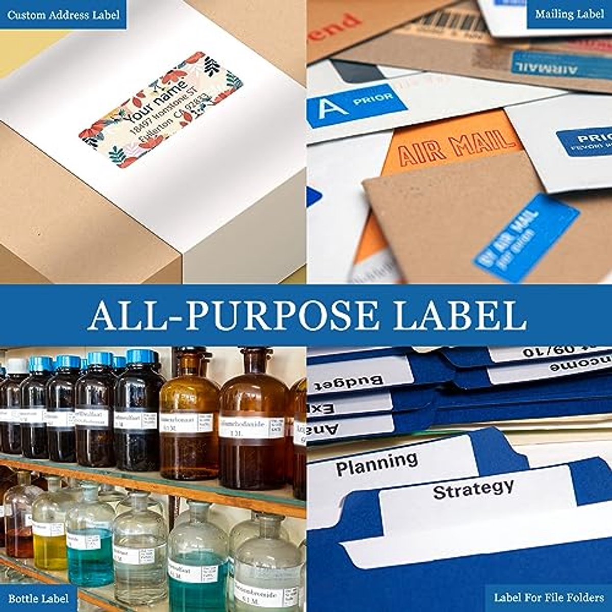 Address Label Stickers - 30 Clear Self-Adhesive Labels per Sheet for Envelopes and Mailings