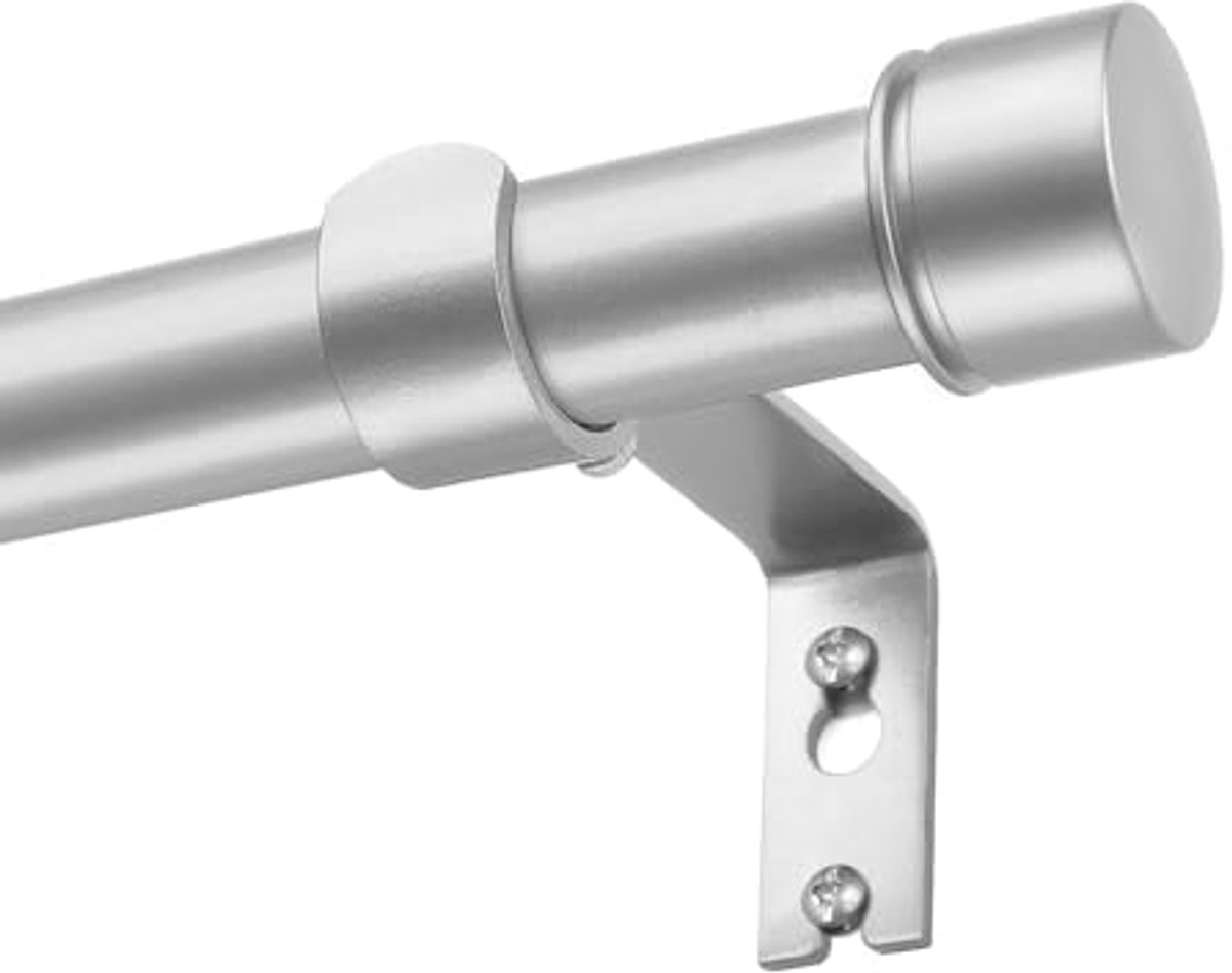 Verstelbare Gordijnroede 80-218 cm - Zilver - Robuuste Gordijnstang met Eindelementen en Steunen - Ideaal voor Woonkamer en Slaapkamer
