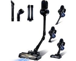 Saaf G80 Steelstofzuiger - 150W - Steelstofzuiger Draadloos - Stofzuiger Zonder Zak - 7-delige set met Buigbare Steel - 22kPa - Kruimeldief - Zwart