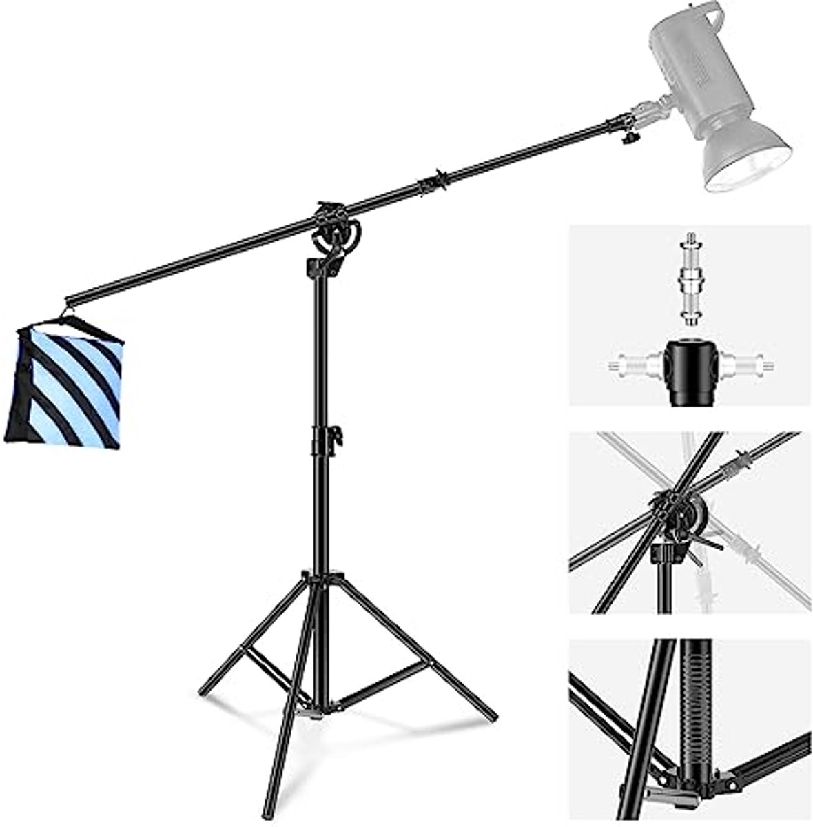 2-in-1 Fotostatief met Giekarm en Zandzak - Aluminium 3 m Verstelbaar Statief voor Video- en Fotografie