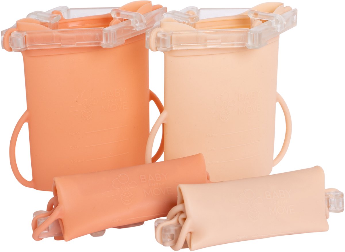 Owego - Yummy Bag - Herbruikbaar bewaarzakje - Moedermelk & voeding - 100% Lekvrij - Geen microplastics, geen BPA - 4pack Flower