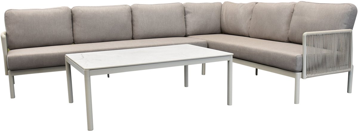 Joshua hoek loungeset 3 delig aluminium latte