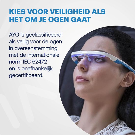 AYOlite lichttherapiebril - Inclusief bioritme-app - Vergelijkbaar met de krachtigste daglichtlampen - Veilig getest voor de ogen (IEC 62471 No Risk) - UV- en infraroodvrij - 100% bewegingsvrijheid - Stijlvolle en effectieve daglichtbril