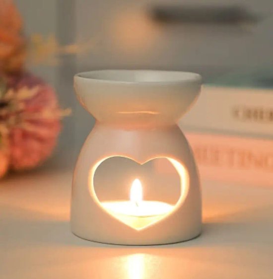 Minis Gifts Keramische Geurbrander Theelichthouder Hart Design Wit Cadeau Verjaardag Moederdag Kerst Nieuwe Woning