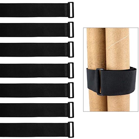10 x klittenband-kabelbinders 600 x 38 cm, zwart-groen, pluizig/klittenband gelijkzijdig klittenband