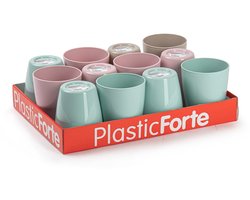 Plasticforte onbreekbare Drinkglazen - 12x - gekleurd - kunststof - 400 ml - herbruikbaar - sapglazen - waterglazen - camping