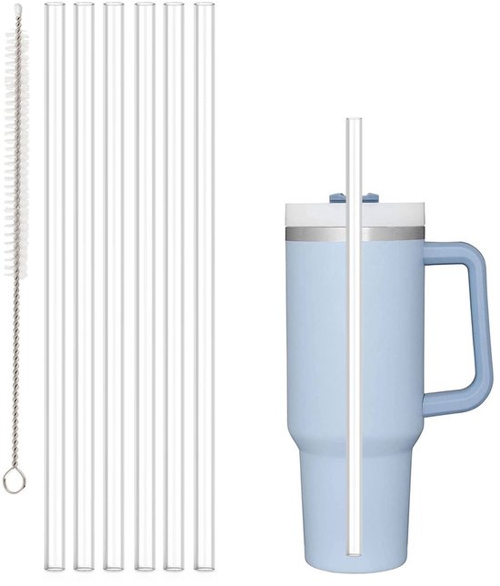 Set de 6 Pailles Somstyle compatibles avec les tasses Stanley de 590, 890 et 1180 ml - Pailles réutilisables avec goupillon de nettoyage - Transparentes