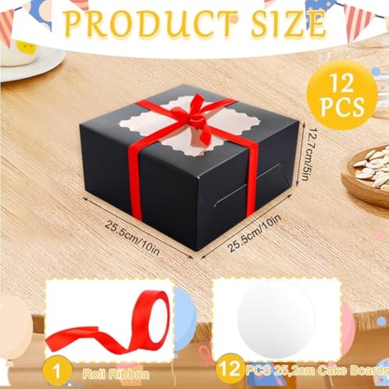 Confezione Da 15 Scatole Per Torte Con Finestra, 25,4 X 25,4 X