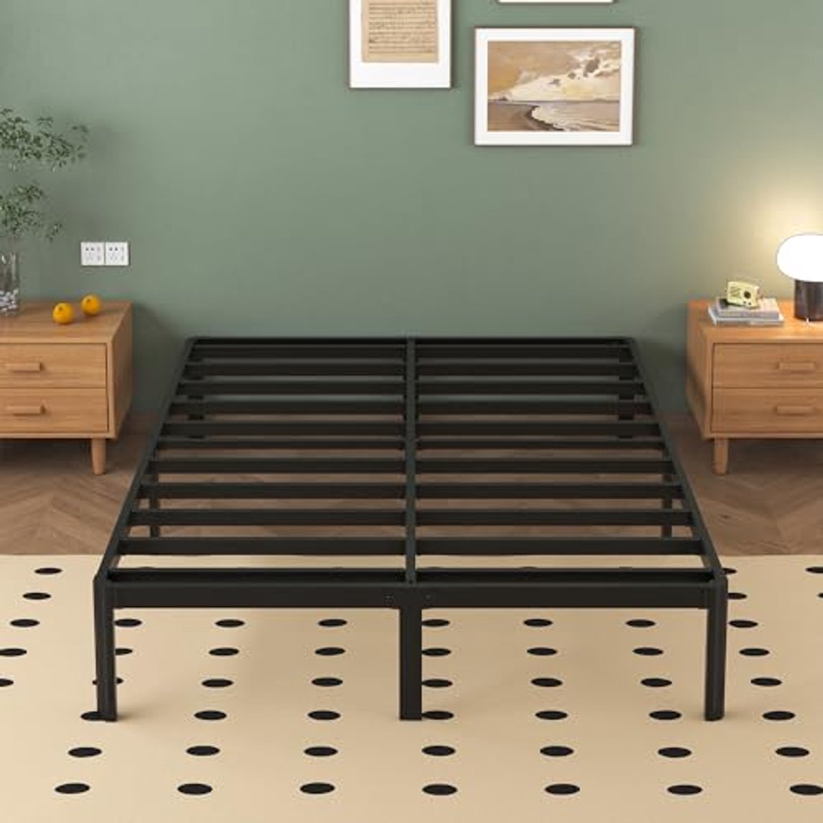 Metalen Bed 160x200 cm met Ronde Poten en Dubbelbed Frame