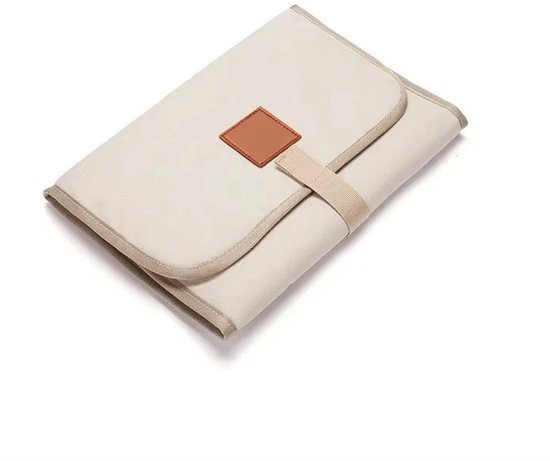 Baby Verschoonmatje voor onderweg - Waterbestendig - Beige - 58x30 cm