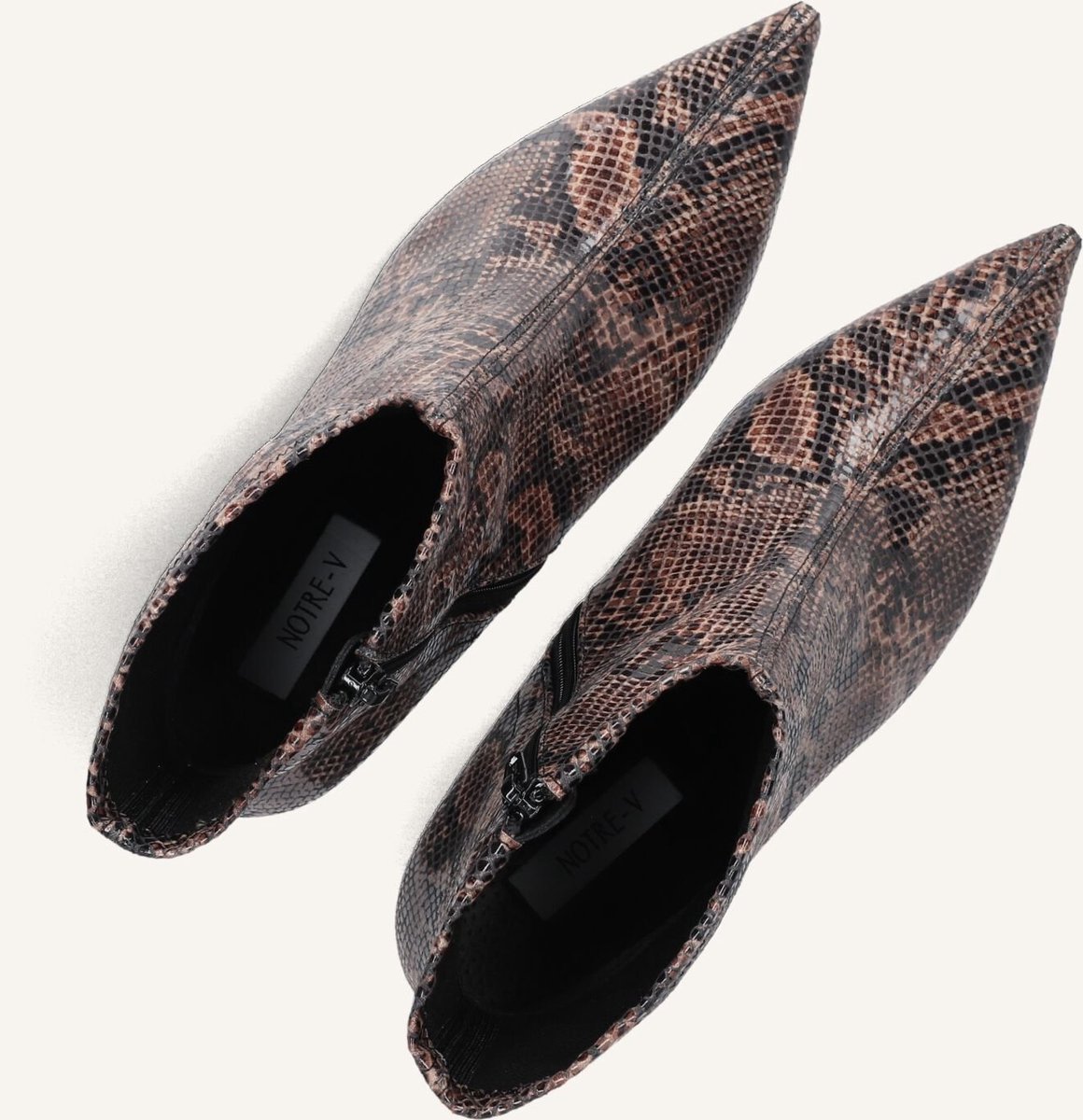 Notre-V 2478c Enkellaarsjes Enkelboots met rits Dames Bruin