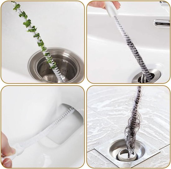 KEYRI 3 Stks Gootsteenreinigingsborstel Flexibele Afvoer Waterpijp Baggergereedschap Buis Overloop Cleaner Pijp Baggeren Unblocker Haar Catcher Bad Plug Riool, 45cm, (SCS2
