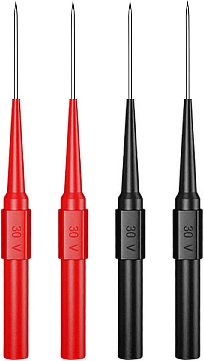 4 STKS Geïsoleerde Test Probes 4mm Jack Multimeter Piercing Naald Terug Sonde 30 V/10A voor het meten van Kleine IC Pins