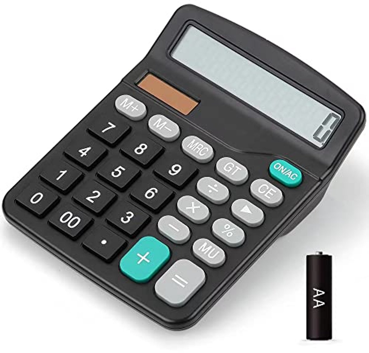 Standaard rekenmachine met zonne-energie en batterij, 12-cijferig en groot scherm