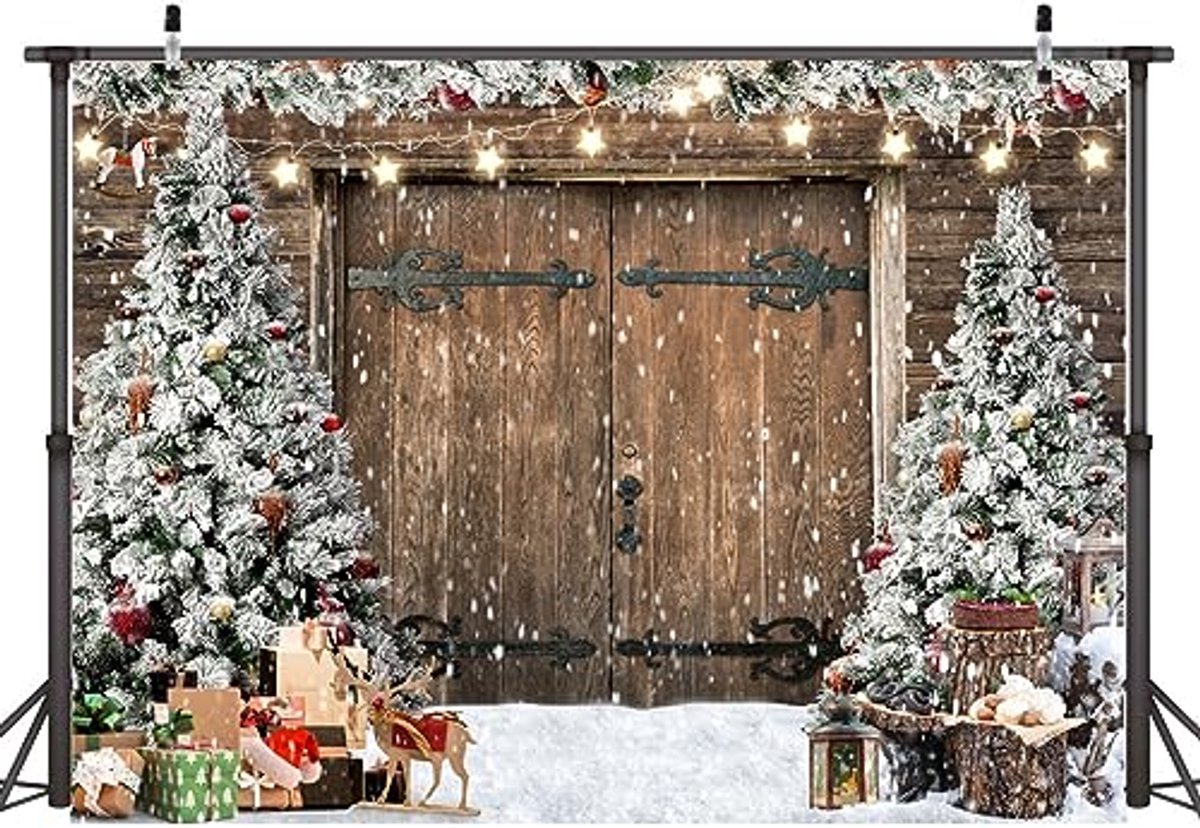 Kerst Achtergrond voor Fotografie - Rustieke Houten Deur 10x8FT