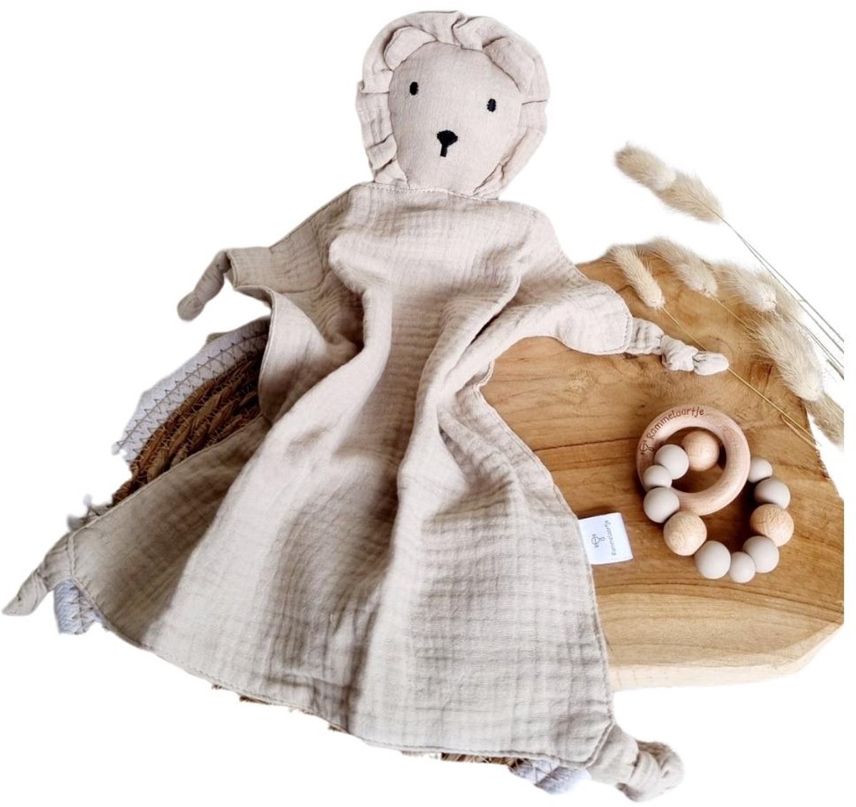 Hydrofiele Knuffel Leeuw Beige – Zachte Babyknuffel van 100% Katoen | Knuffeldoekje & Troostdoek in Eén