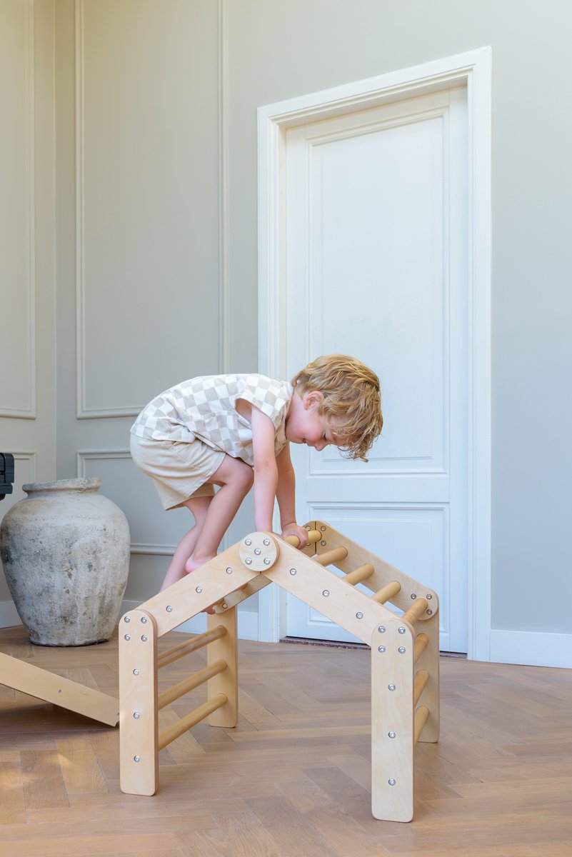 Babiem® Ben - Klimrek - met Mini-Huisje Doek - Houten Speelgoed - Klimrek Kinderen - Bevordert Fysieke Ontwikkeling - Vanaf 3 Jaar - Montessori Speelgoed - FSC — afbeelding 4