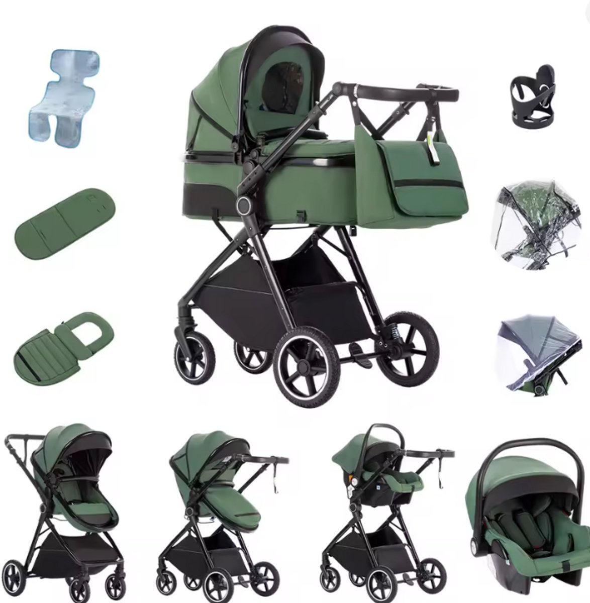 Lunola Oria - Kinderwagen 3-in-1 - Multifunctionele Buggy 3in1 - Green thumbnail 4