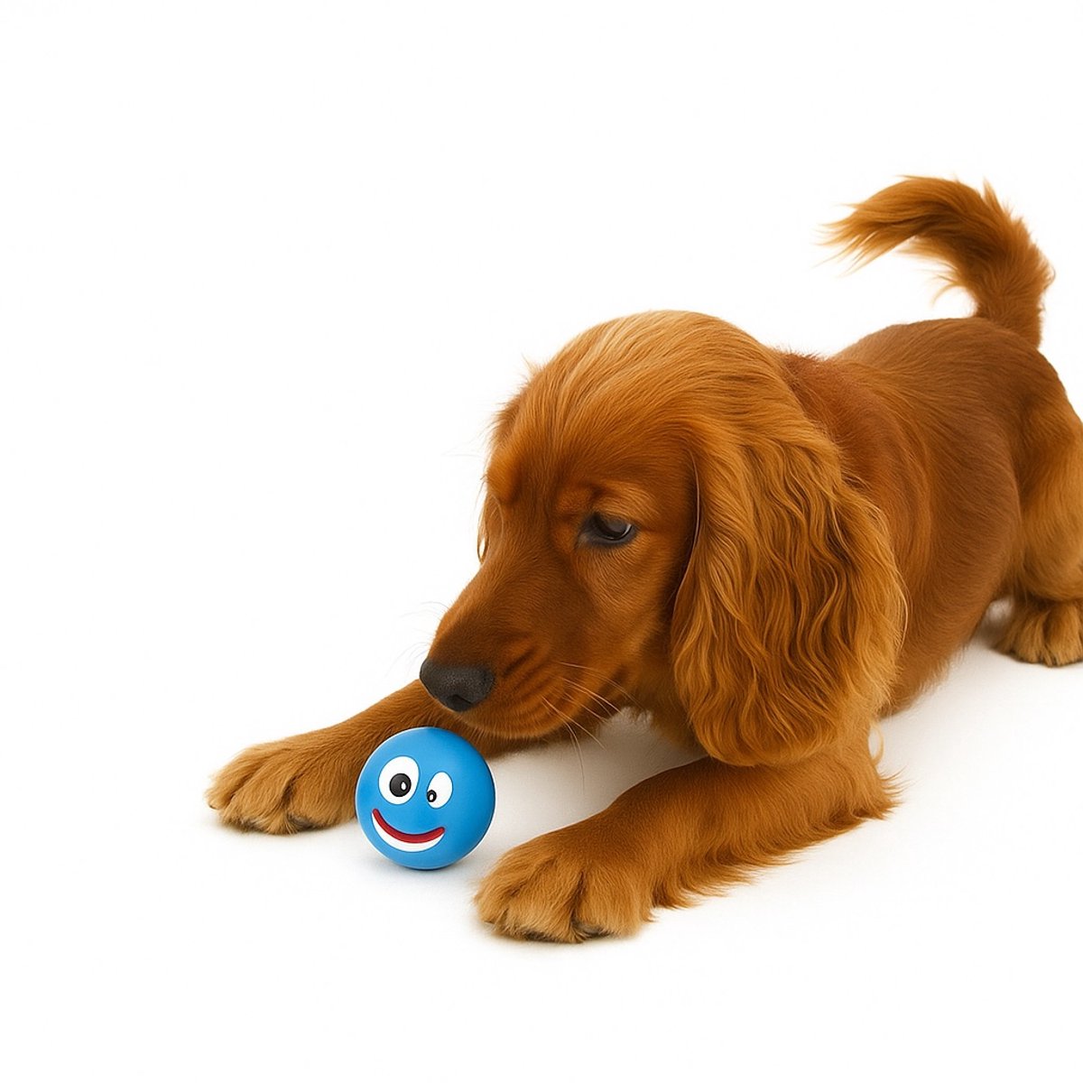 Nobleza Honden Speelbal met Piep - Hondenbal - Piepbal Hond - Piepspeelgoed - Vinyl - 7,5 cm - Blauw - Smiley