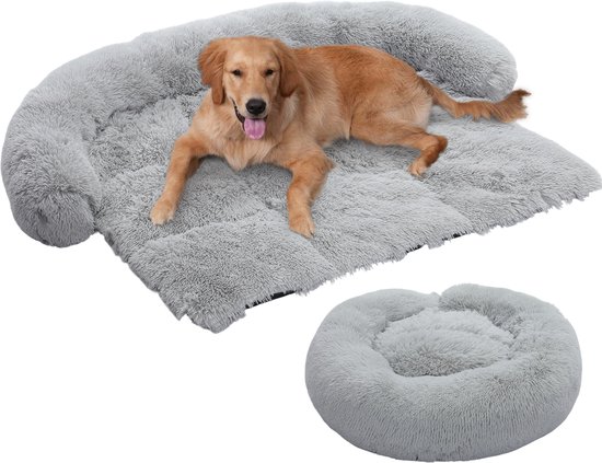 FluffyFur Hondenmand XXL – Hondenkussen – Grijs – 115×95 cm – Hondendeken bank – Extra zacht