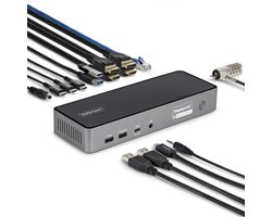 StarTech.com Triple-Monitor USB-C Docking Station, 140W Charging Dock voor MacBook Pro en Windows, 4K 60Hz HDMI of DisplayPort, TAA