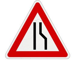 Wegversmalling rechts bord - J18 | Sign Again materiaal | 30 cm