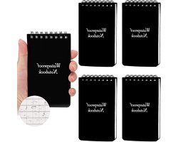 Premium Waterdicht Notitieboek voor Alle Weersomstandigheden - Set van 5 Pocket Notebook Stenen Papier - Mini Spiraal Notitieblok - Politie Notepad - Kleine Memo Pads - 3x5 Formaat