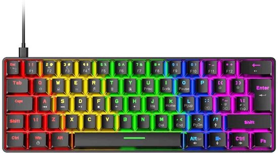 Mmgoqqt Mechanische Toetsenbord - Zwart - Blauwe As - Mixed Light - 60% Compact - RGB Backlight