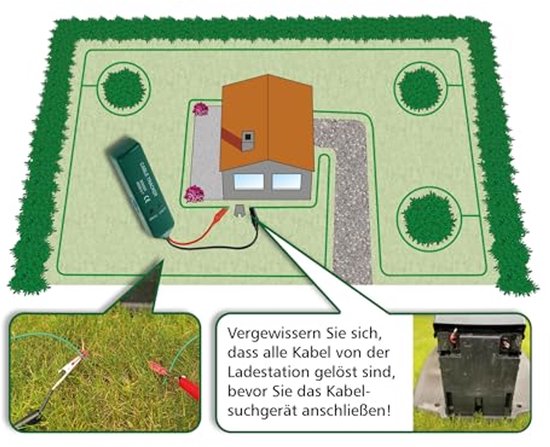 Kabeldrijver en kabeltester voor robotmaaier begrenzingsdraad – lokaliseren en repareren van kabelbreuken
