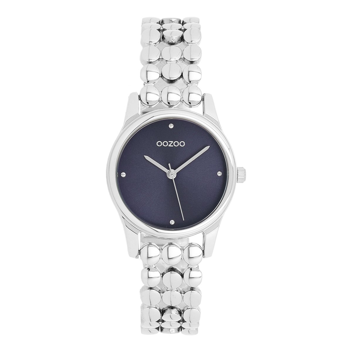 OOZOO Timepieces - Zilverkleurige horloge met bolletjes schakelarmband - C11630