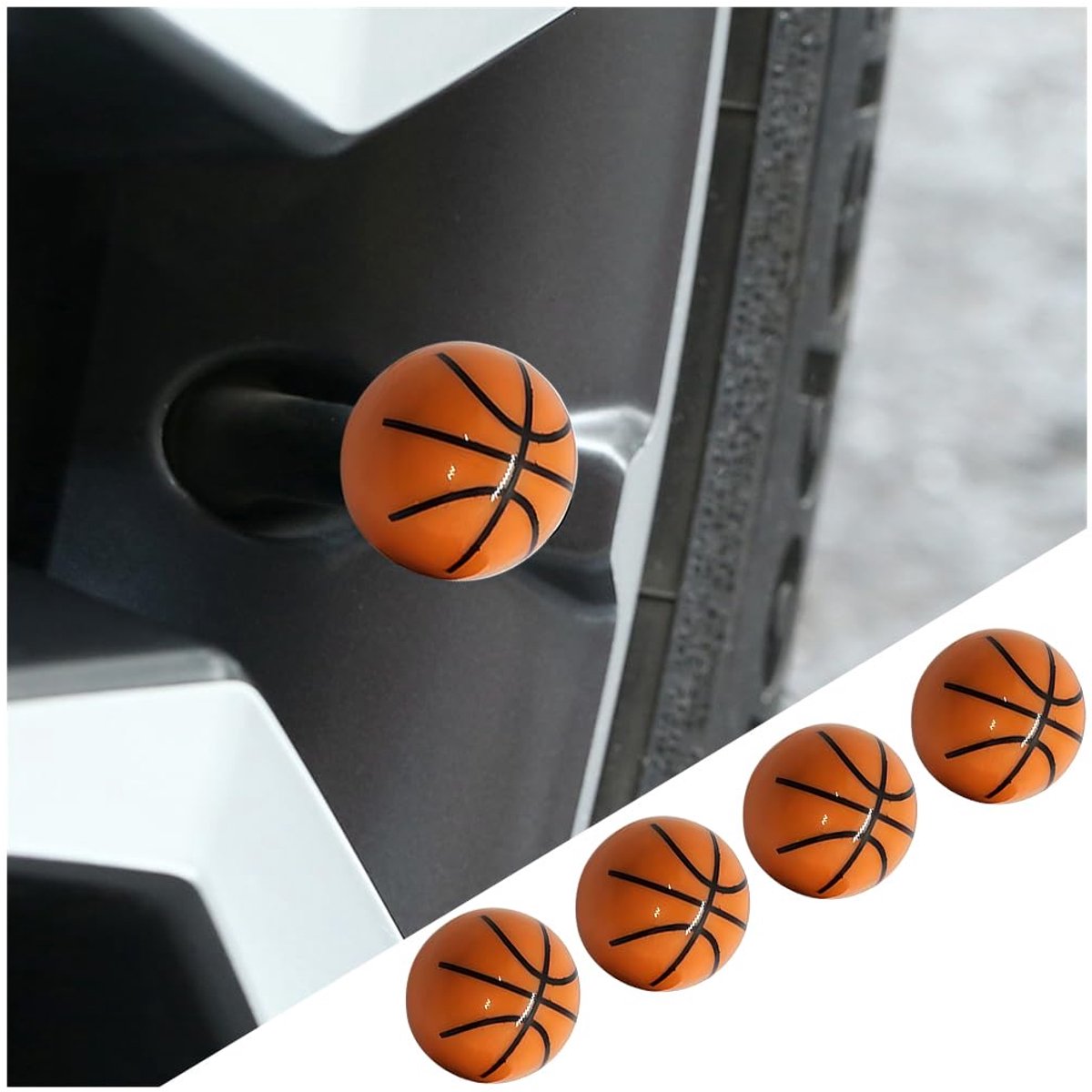 4 stuks autoventieldoppen, ventieldop, stofafdekking, universeel ventiel, ventieldop voor autobanden, waterdicht, duurzaam, universele banden, auto (basketbal)