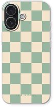 Case Company® - Hoesje geschikt voor iPhone 17 hoesje - Checkered Mint - Soft Cover Telefoonhoesje - Bescherming aan alle Kanten en Schermrand