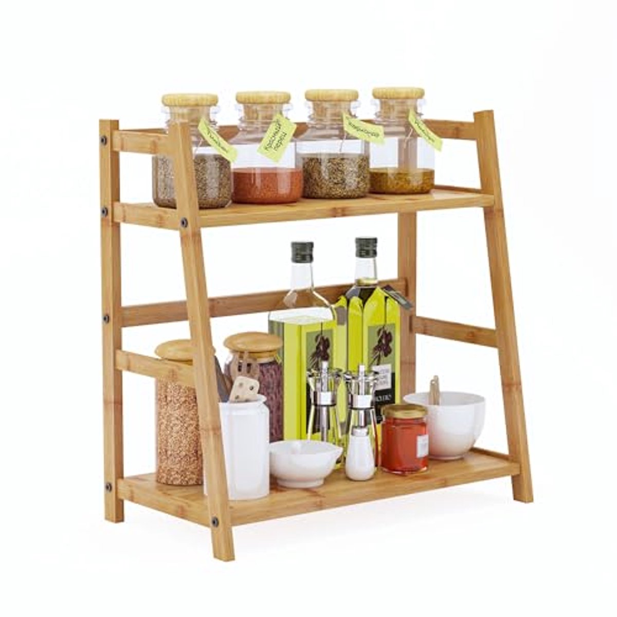 Bamboe kruidenrek voor keuken - 2 niveaus