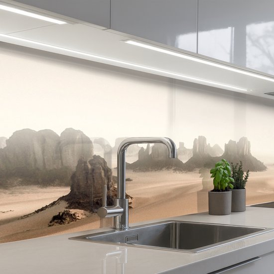 Keuken achterwand 300x80 cm - Spatscherm zelfklevend Woestijn - Rotsen - Natuur - Zand - Muurbeschermer - Spatwand fornuis