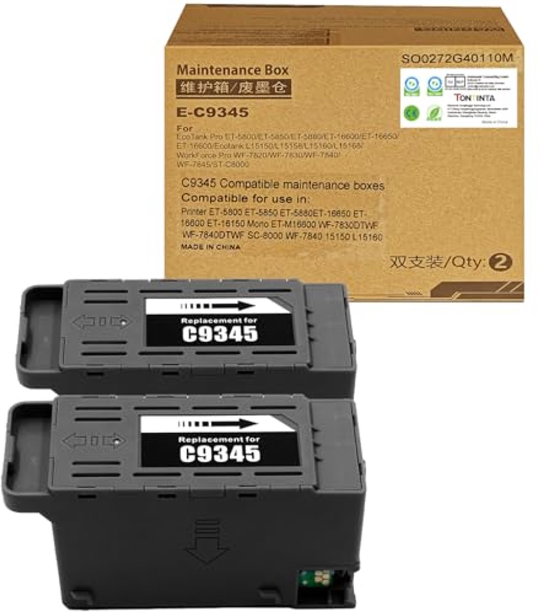Onderhoudsdozen voor Afvalinktcartridges - Gereviseerd en Compatibel met Diverse Printermodellen (2 Pakketten)