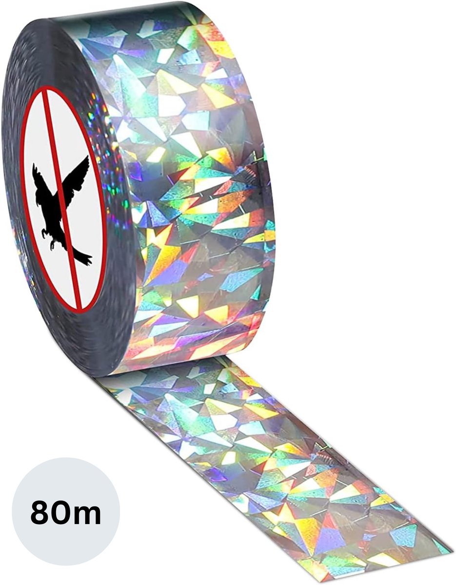 Jooier Vogelafweer Tape [80 meter] - Reflecterende Vogelverschrikker voor Tuin, Balkon & Fruitbomen - Duivenverjager & Vogelschrik Folie voor Planten - UV Bestendig