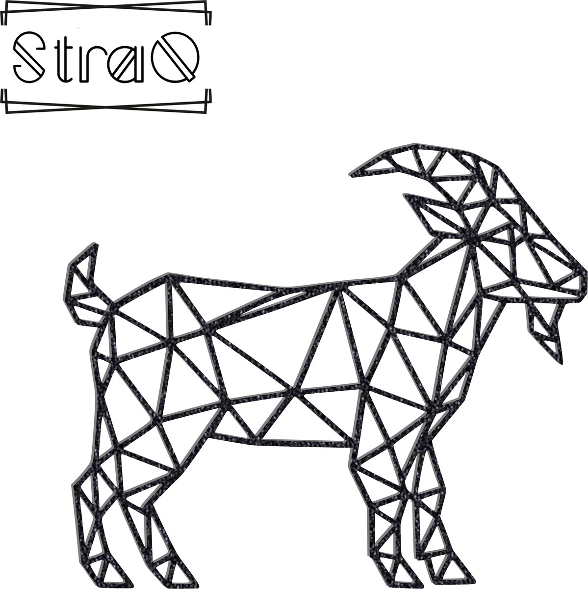 StraQ Zwarte Geometrische Geit 24 cm - Dier - Muurdecoratie - Wandversiering - Wanddecoratie - Rechts