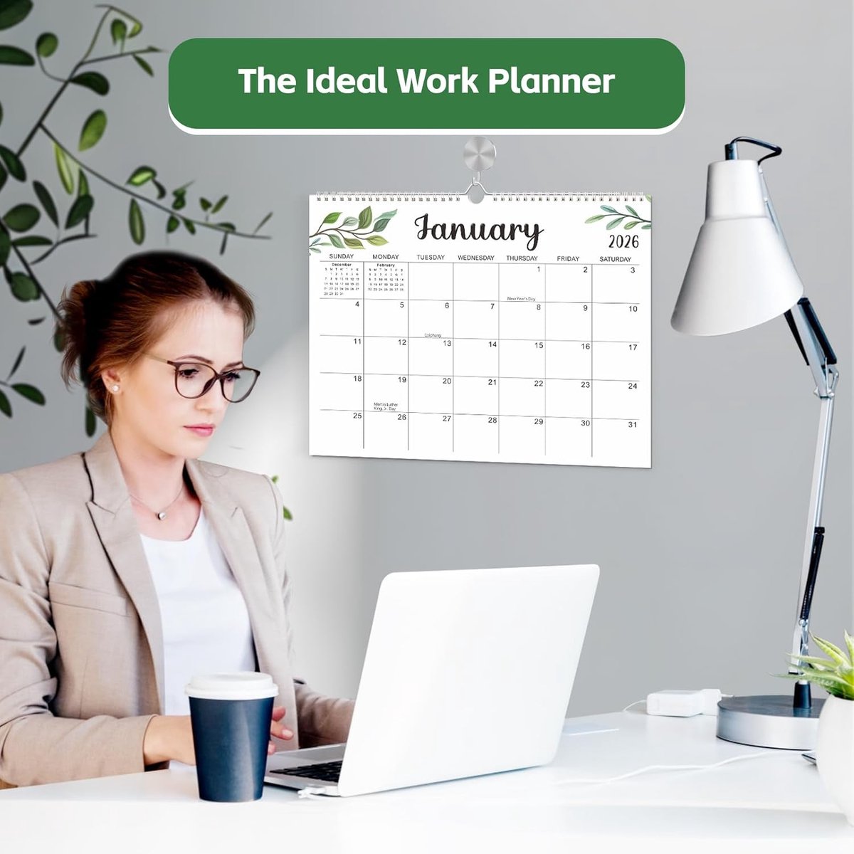 Grote bureaukalender 2026-2027, kalender A 18, maandplanner, kalender
