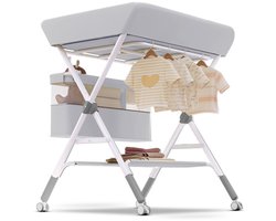 Opvouwbare Luiertafel incl. Aankleedkussen - Verschooncombi Aankleedkussen - Verzorgingstafel - Mobiele commode -grijs