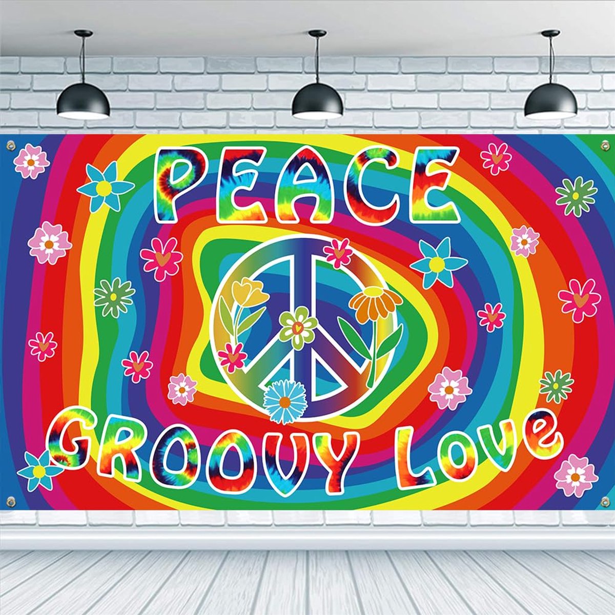 Peace Groovy Love Achtergrond 1.1x1.8M Boho Retro Thema Decoraties Hangende Achtergrond voor Carnaval Feest Decor Banner Fotohokje Rekwisieten