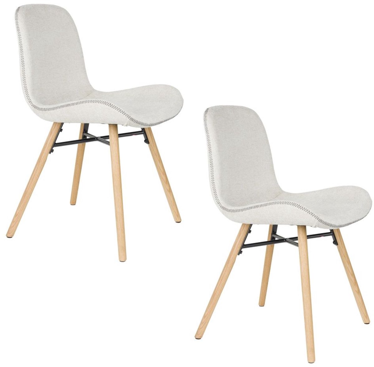 Eetkamerstoel Lester beige - Set 2 - gestoffeerde zitting - metalen poten