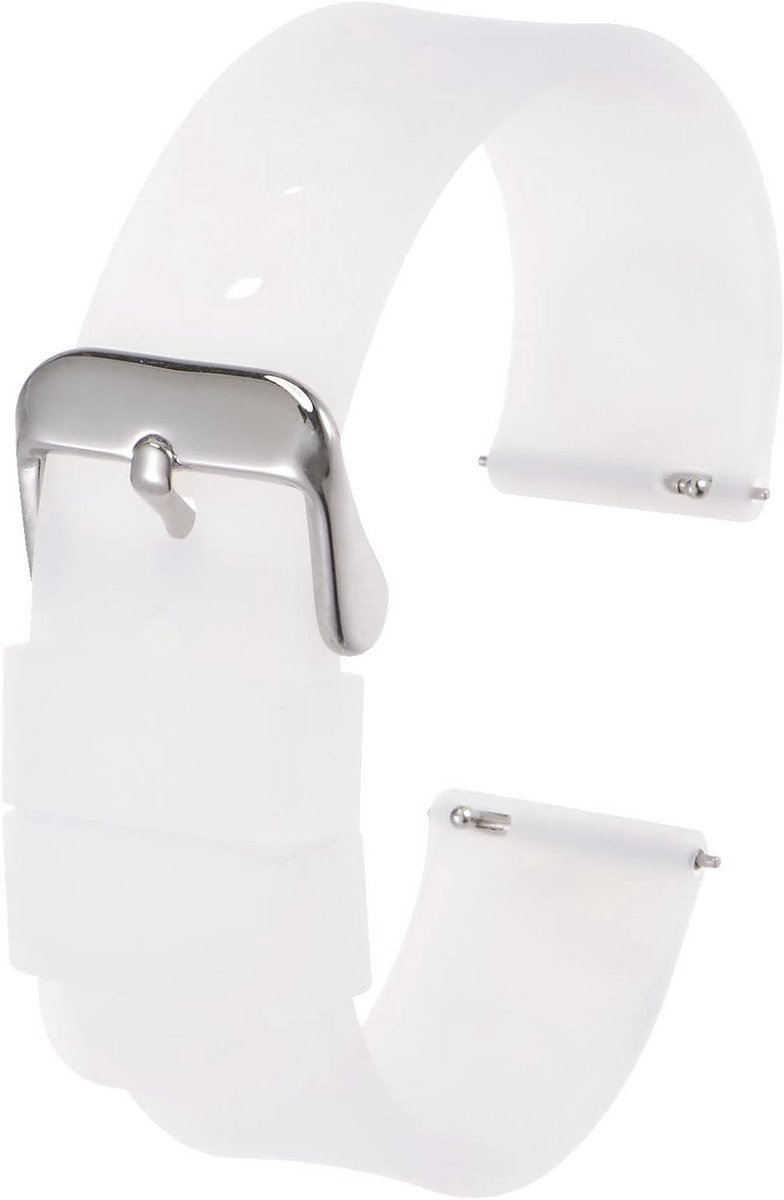 Allecto plus - Transparant siliconen horlogebandje 12 mm breed zacht rubber reservearmband met RVS gesp heren dames.