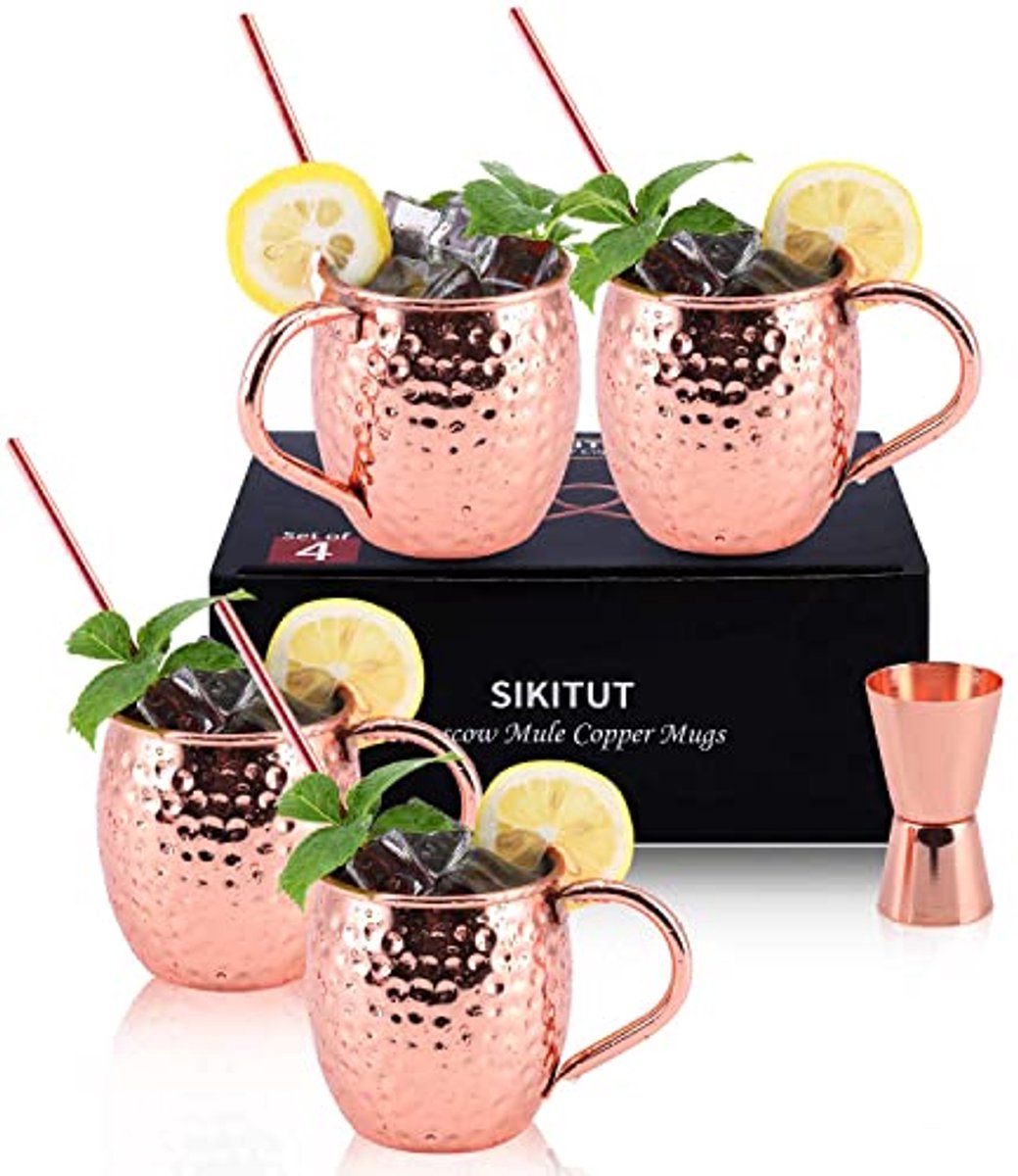Handgemaakte Koperen Moscow Mule Bekers Set van 4 - 550 ml Cocktailset