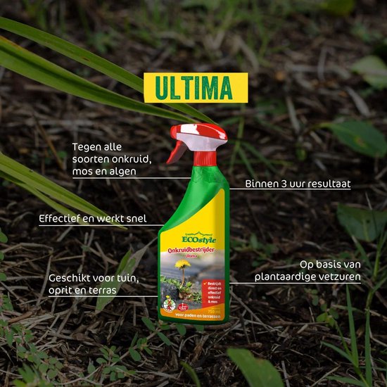 ECOstyle Ultima Onkruid & Mos Concentraat Afbreekbare Onkruidverdelger - Paden en Terrassen - Bestrijdt het Blad en de Wortels - 1020 ML van Merkloos	 — afbeelding 2