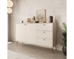 Meubella - Reunion - Dressoir - Beige - 156x41x89 cm