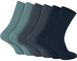 Marco Rossi 6 Paar Diabetes Sokken - 35-38 - Grijs/Antraciet/Donker Blauw - Wijde Boord - Sokken Zonder Elastiek - Anti-Press - Medische Sokken - Medical socks - Naadloos - Dames en Heren