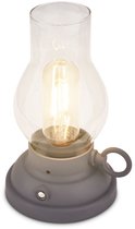 BRILONER Kanea - Oplaadbare Tafellamp - stijl olielamp - buitenlamp aanraakfunctie - dimbaar tuinverlichting - IP44 - warm wit licht - Ø10.5 x 17.5 cm - antraciet