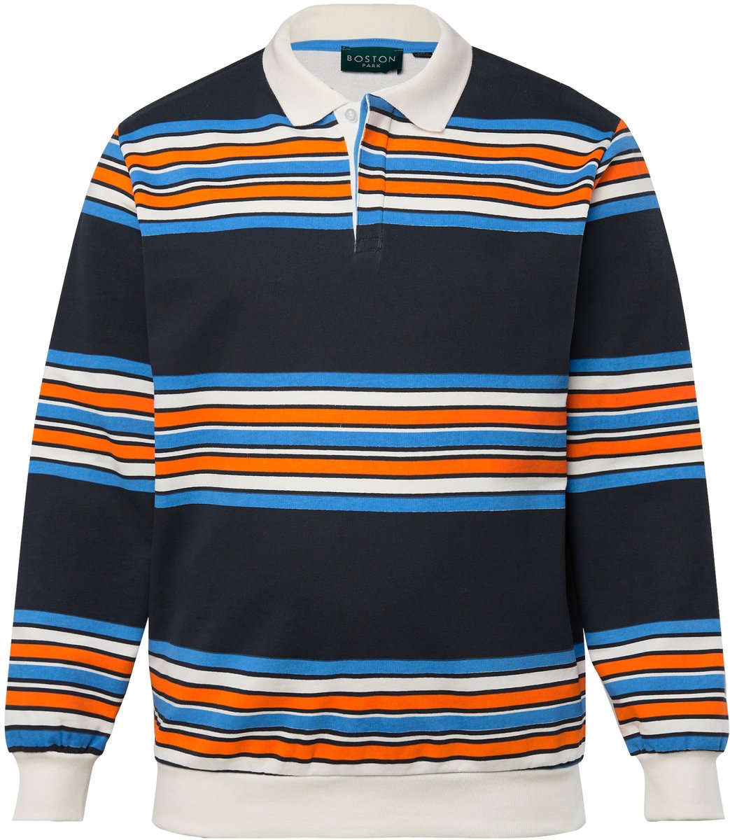 Boston Park - Heren - Rugby-sweater strepen polokraag - Navy blauw - Maat 52+