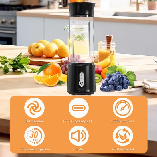 mavoa® Mini blender - blender to go - portable blender - 500 mL -150 W van Merkloos — afbeelding 3
