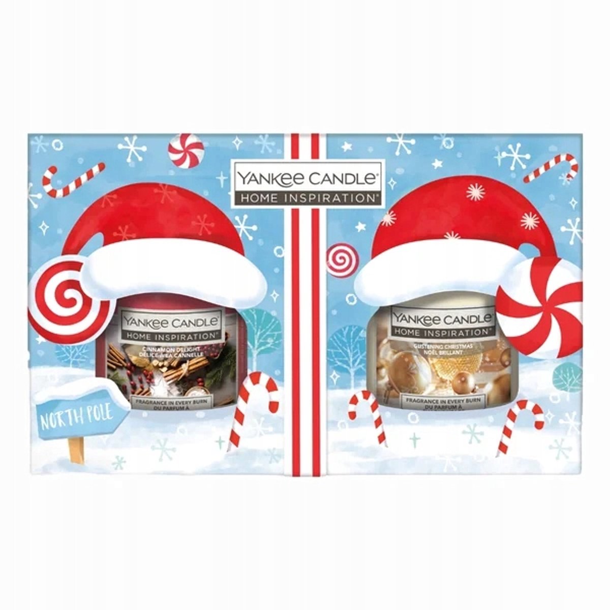 Yankee Candle Home Inspiration - 2 Small Jar Cadeauset - Kerstcadeau - 70 branduren - Cinnamon Delight & Glistening Christmas